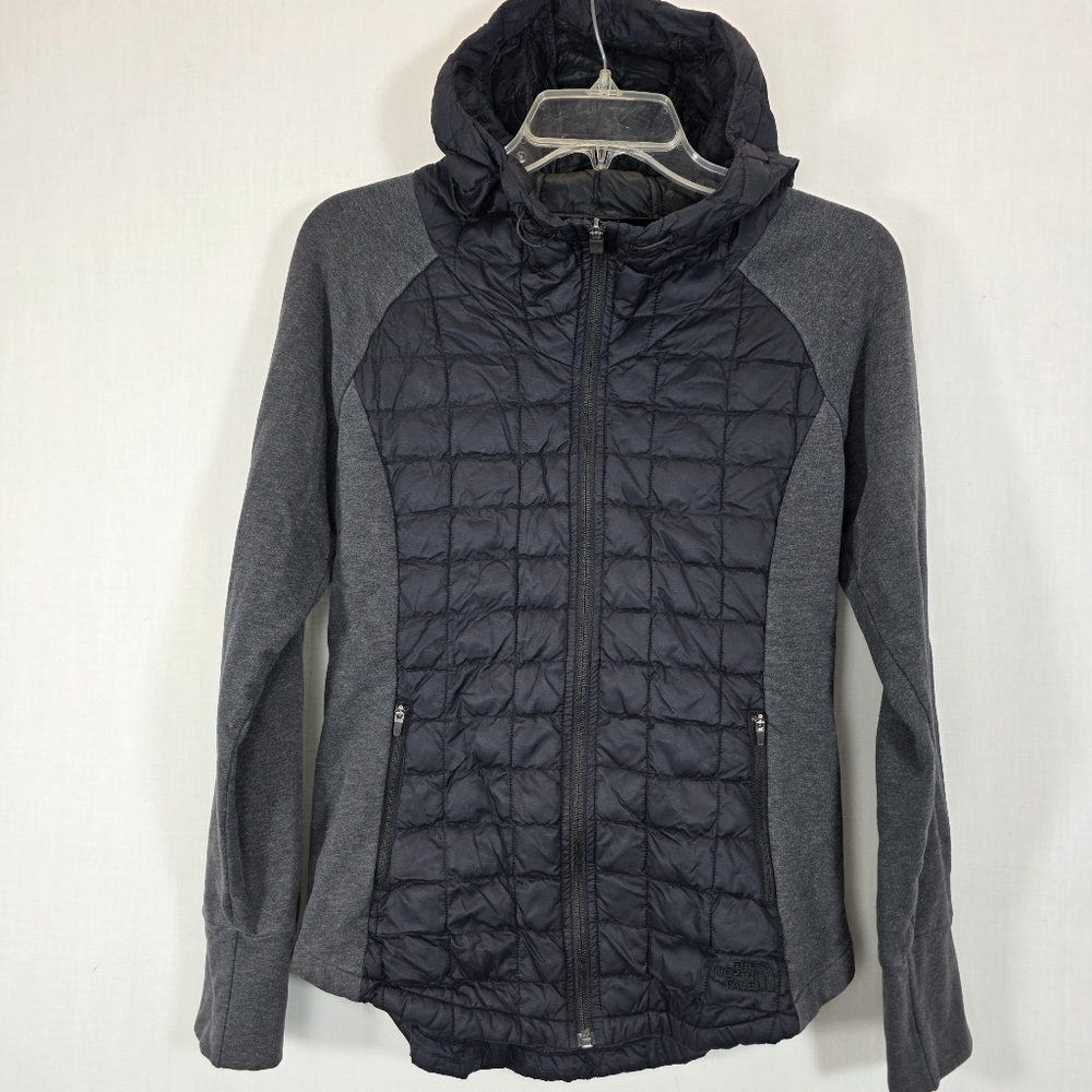 The North Face ThermoBall Hybrid Hooded Jacket - Black/Grey - Women’s Small